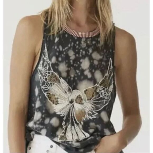 Free People Eagle Crafted Heritage Distressed Sweater Tank Size S - Picture 8 of 9